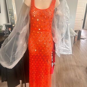 Hera Collection Orange crochet sequin Dress